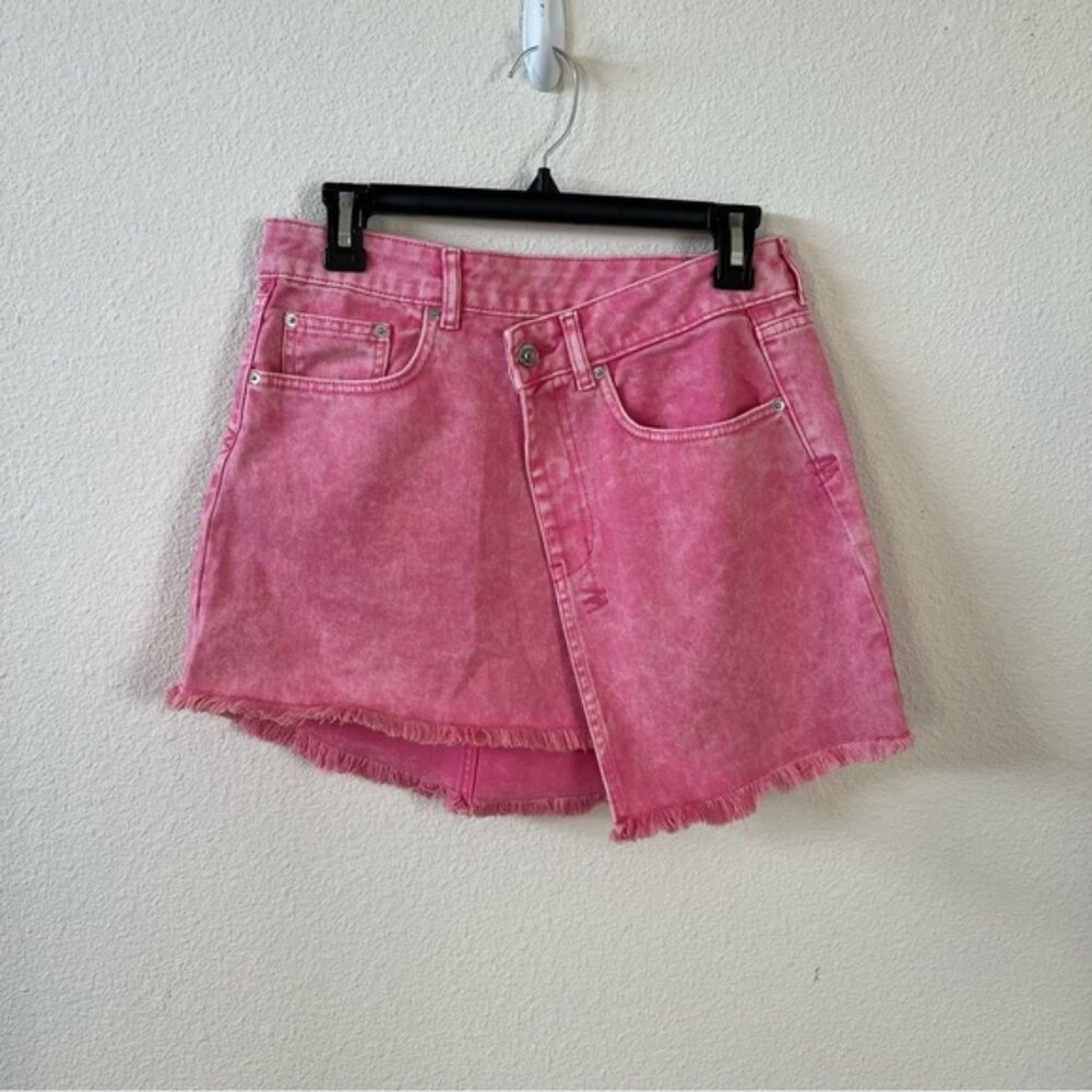 Steve Madden Kayla Asymetrical Cotton Denim Barbie Pink Size 8 Skirt
